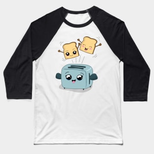 Cute Kawaii Toast and Toaster Baseball T-Shirt